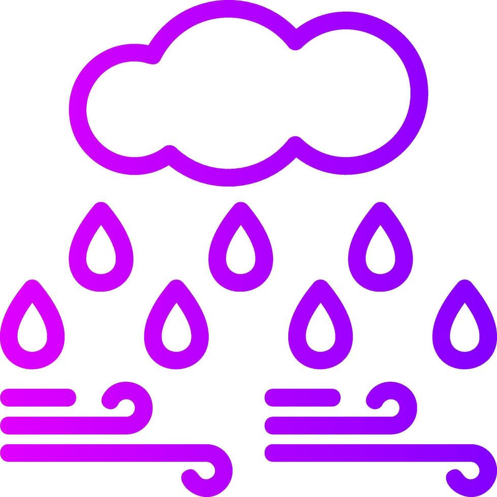 wolk met regendruppel lineair helling icoon vector