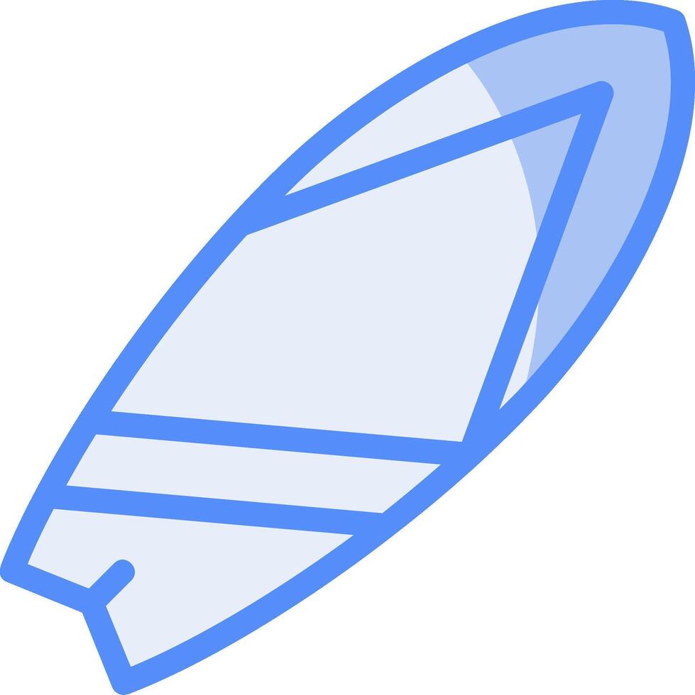 surfboard lijn gevulde blauw icoon vector