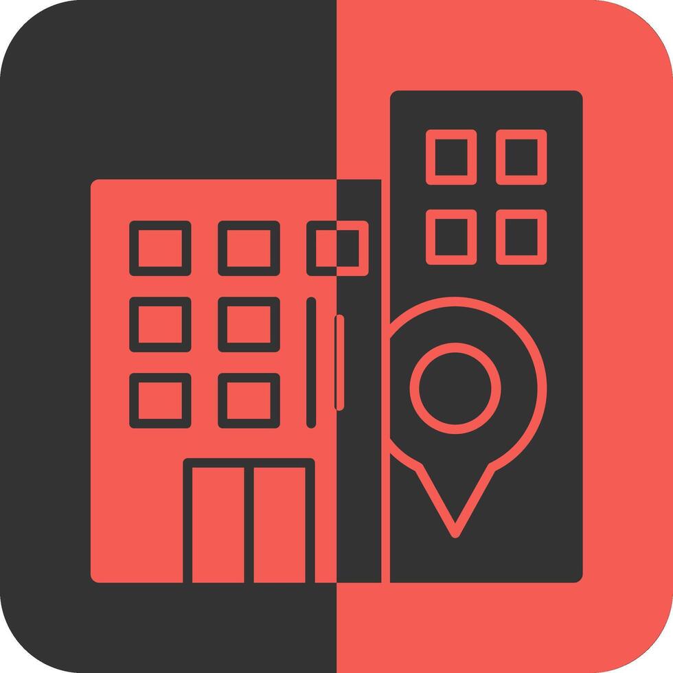 kantoor gebouw rood omgekeerd icoon vector