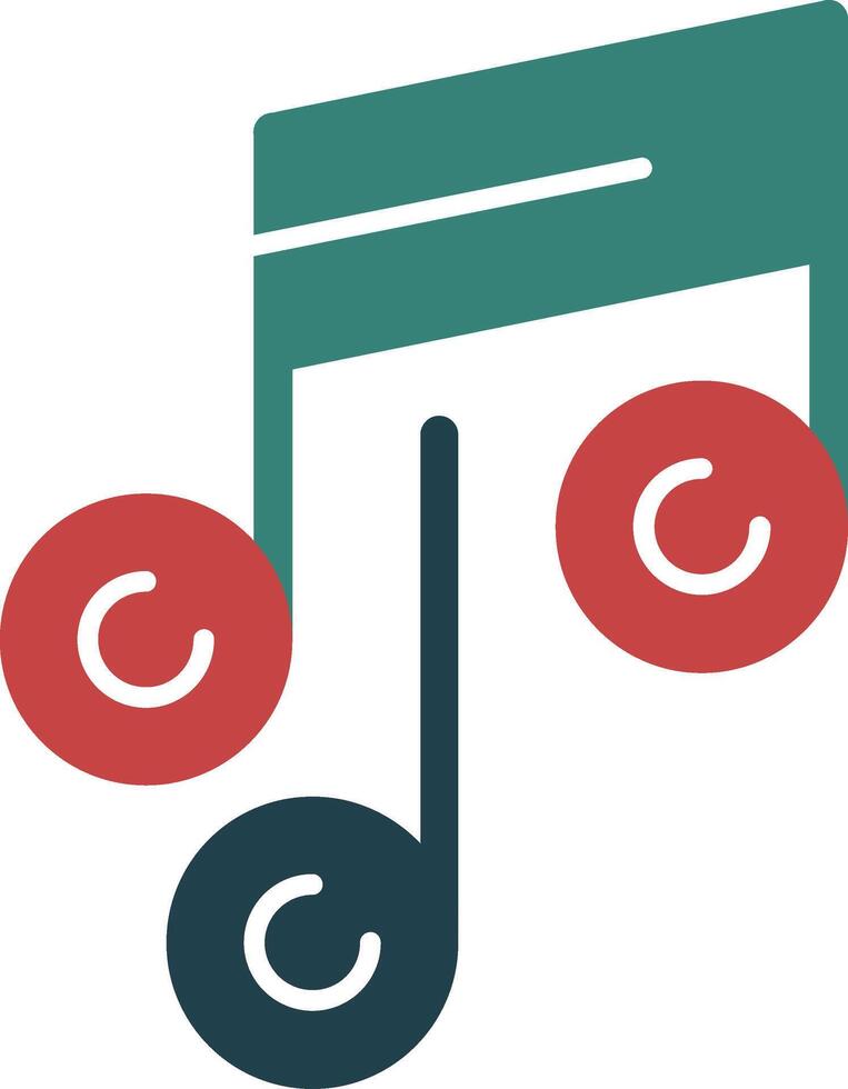 muziek- Notitie glyph twee kleur icoon vector