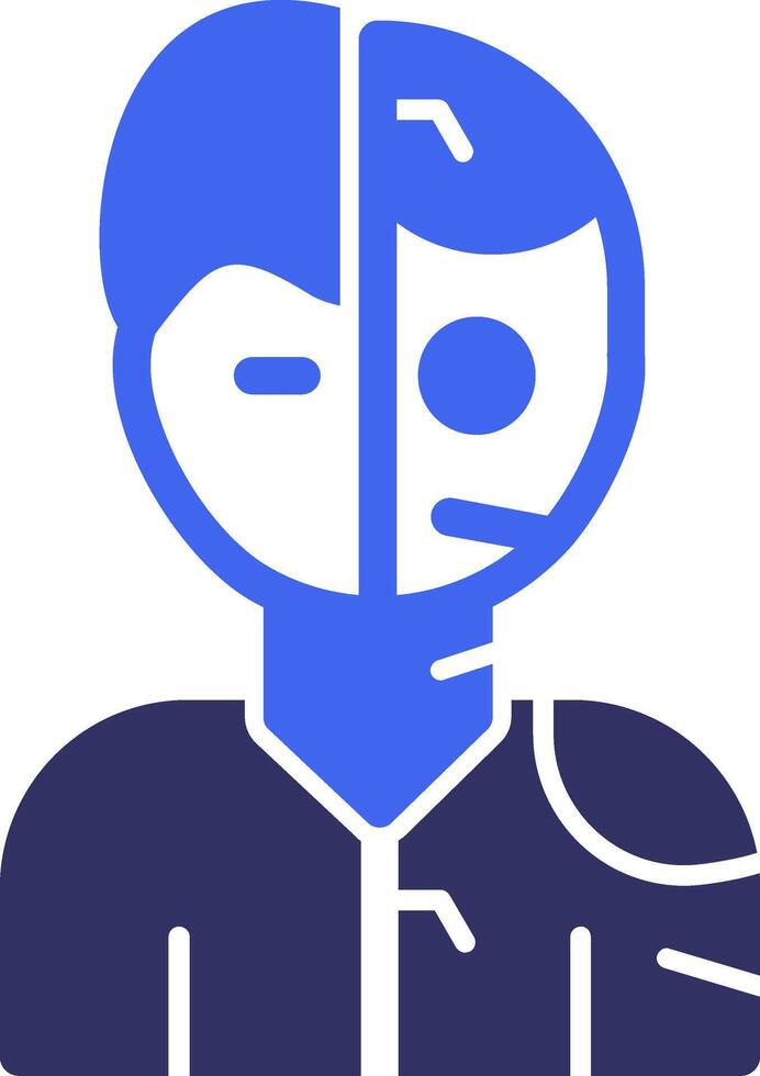 humanoid robot solide twee kleur icoon vector