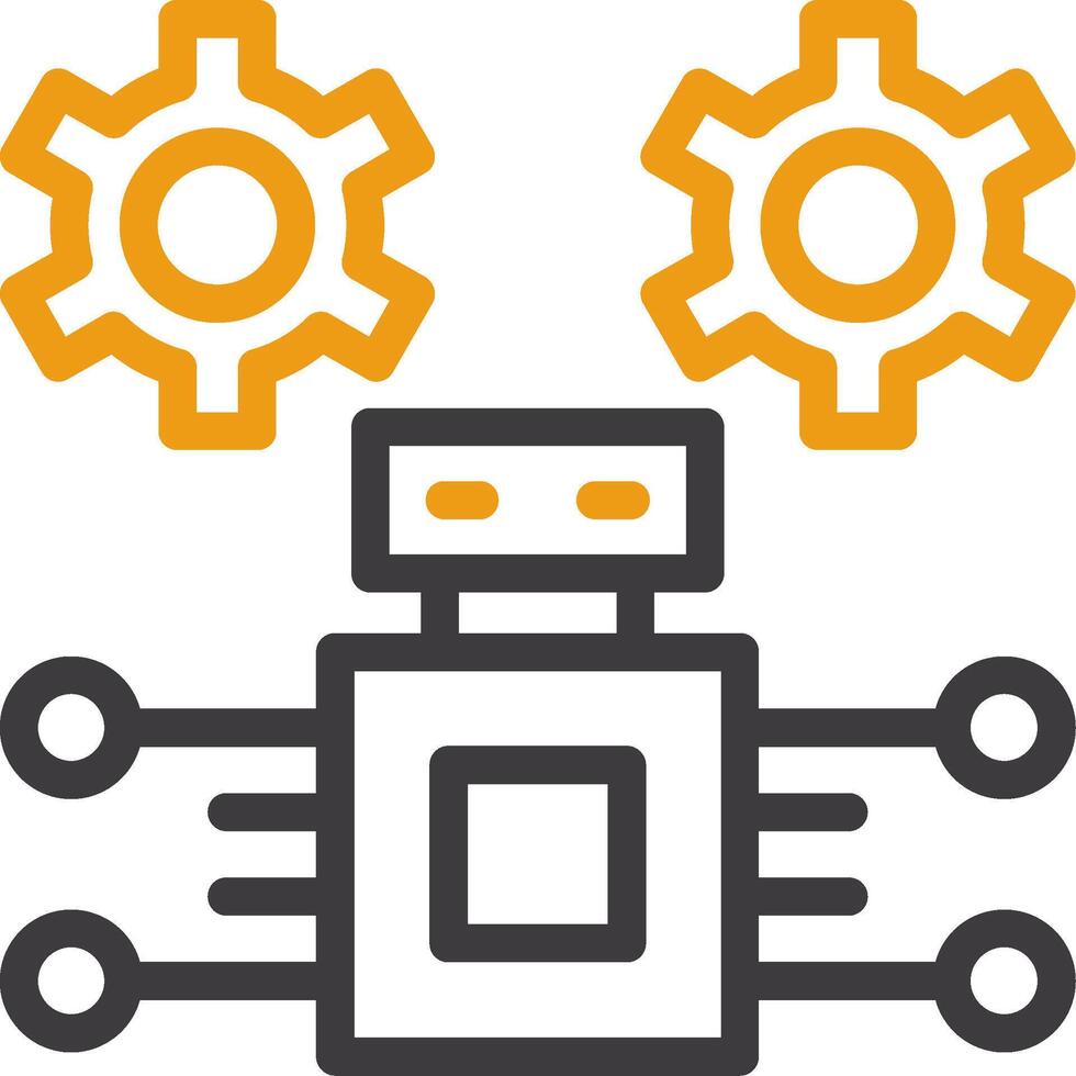 robot werkwijze automatisering glyph twee kleur icoon vector