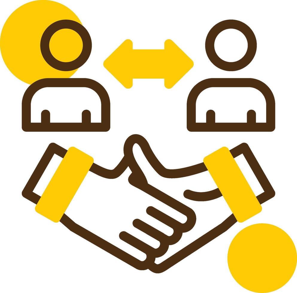 handdruk tussen werkgever en kandidaat geel lieanr cirkel icoon vector