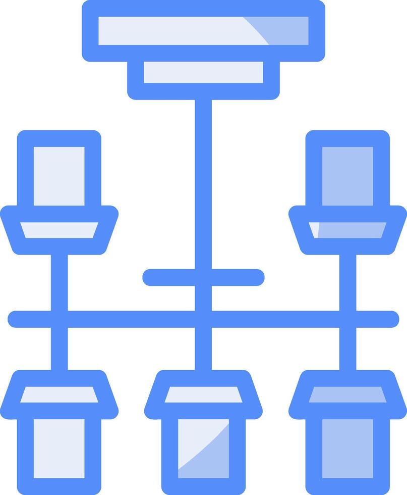kroonluchter lijn gevulde blauw icoon vector