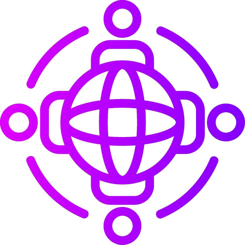 wereldbol met mensen symboliseert globaal mogelijkheden lineair helling icoon vector