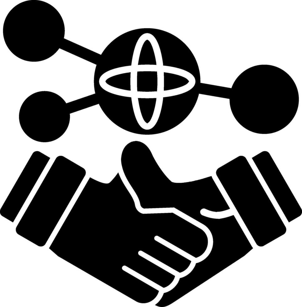 hand- Holding een handdruk voor netwerken glyph icoon vector