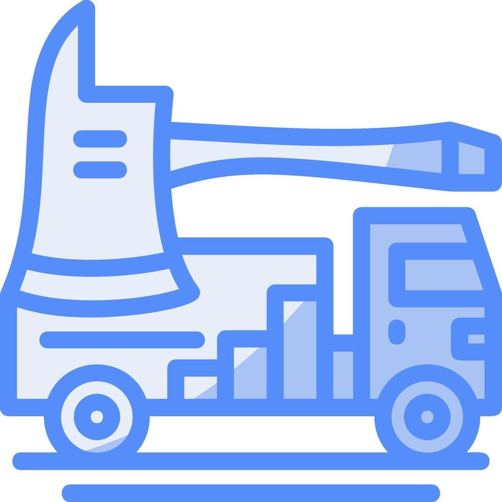 brand vrachtauto bijl lijn gevulde blauw icoon vector
