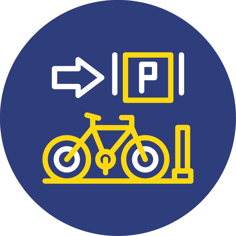 geparkeerd fietsen dubbel lijn cirkel icoon vector