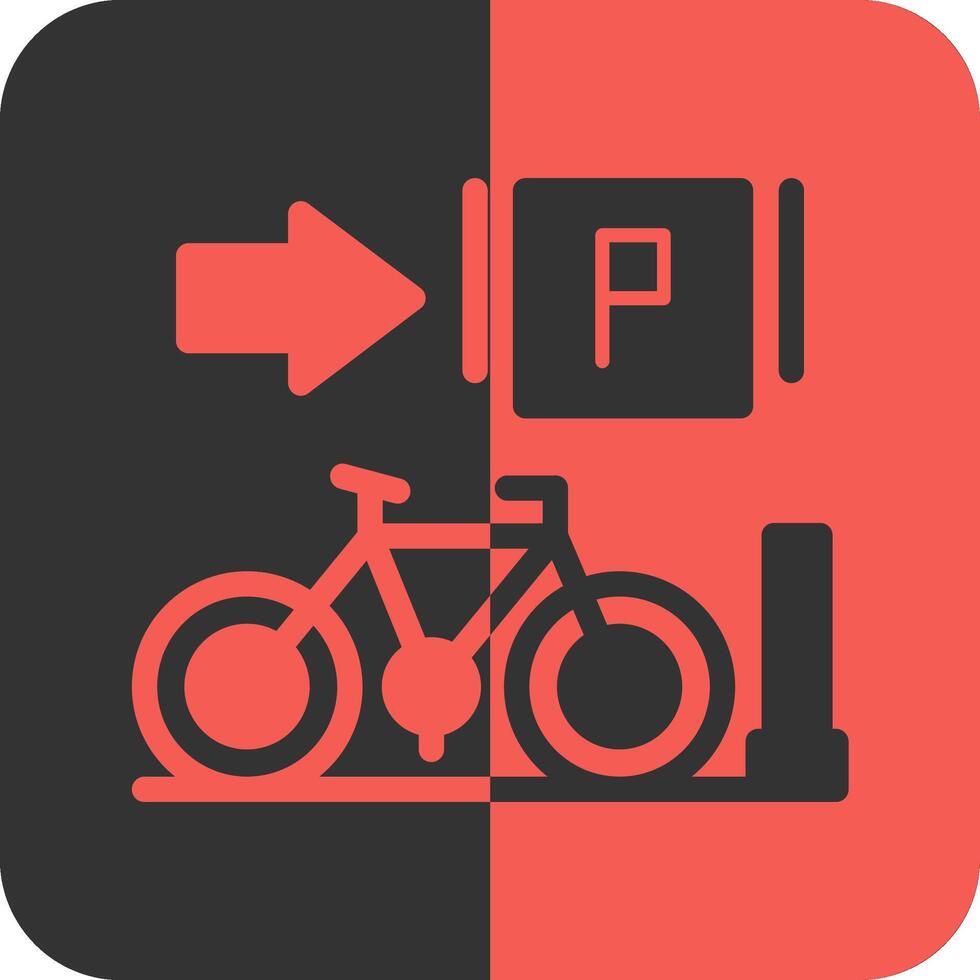 geparkeerd fietsen rood omgekeerd icoon vector