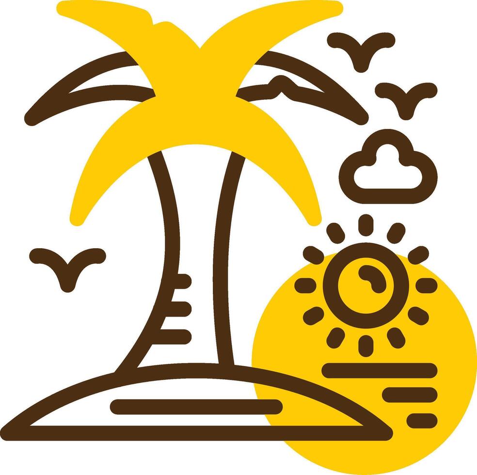 palm boom geel lieanr cirkel icoon vector