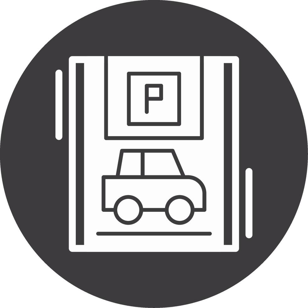 auto met blauw parkeren glyph cirkel icoon vector