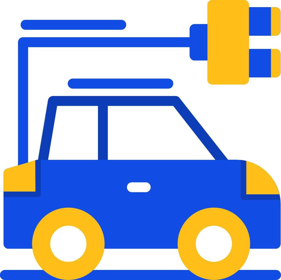 auto met opladen symbool vlak twee kleur icoon vector