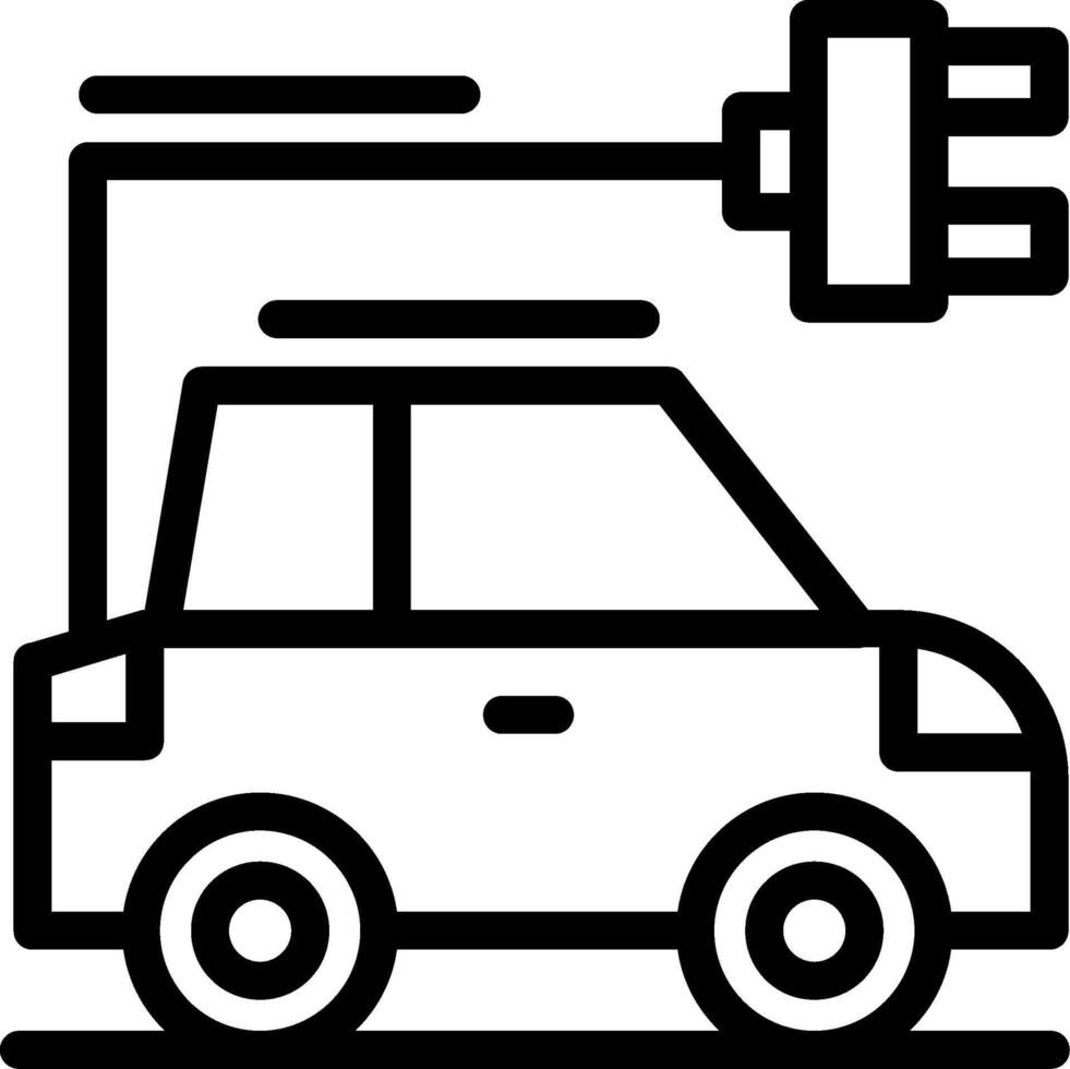 auto met opladen symbool lijn icoon vector
