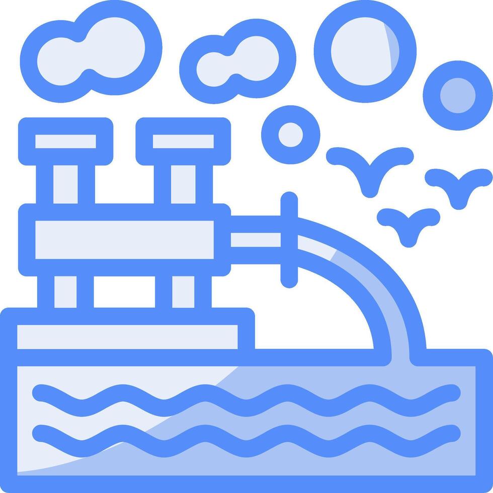 water verontreiniging lijn gevulde blauw icoon vector