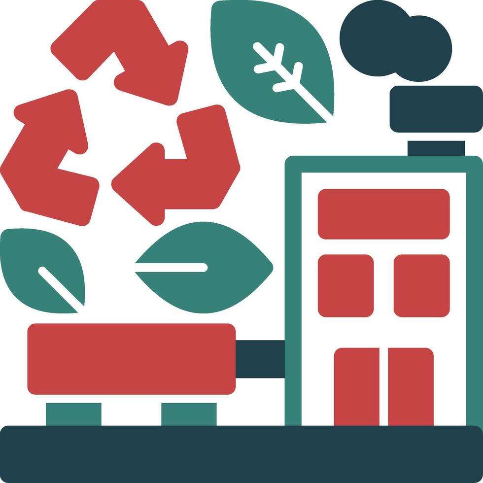 groen recycling centrum glyph twee kleur icoon vector