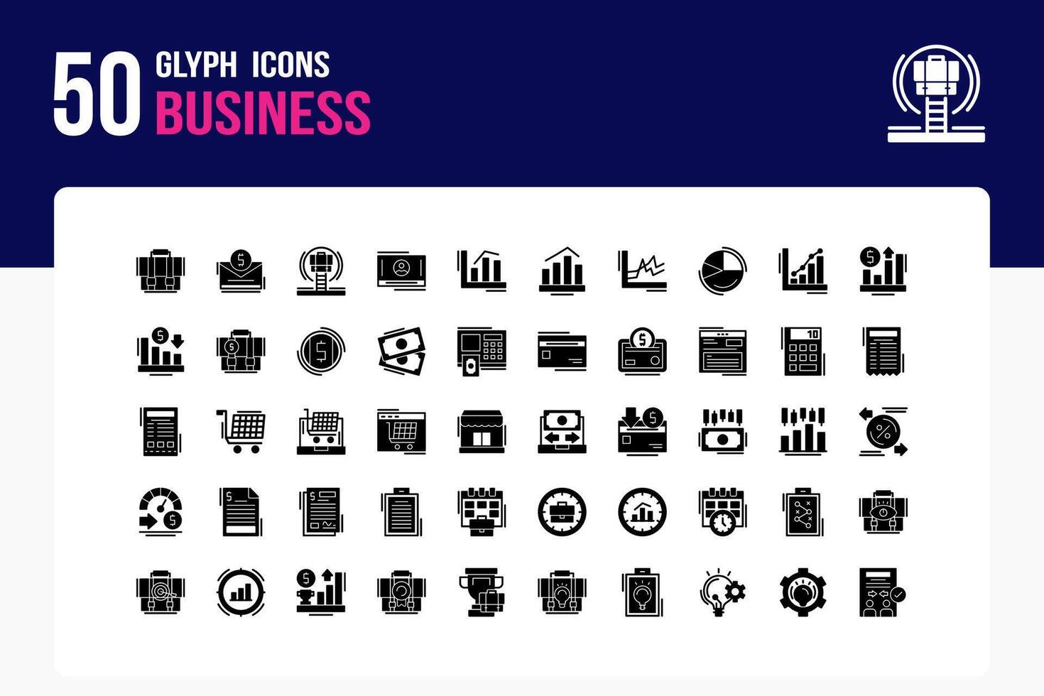 50 bedrijf glyph icoon vel vector