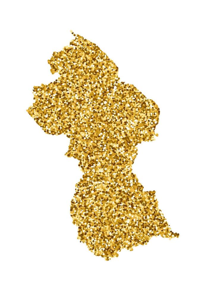 vector geïsoleerd illustratie met vereenvoudigd Guyana kaart. versierd door glimmend goud schitteren textuur. Kerstmis en nieuw jaar vakantie' decoratie voor groet kaart.