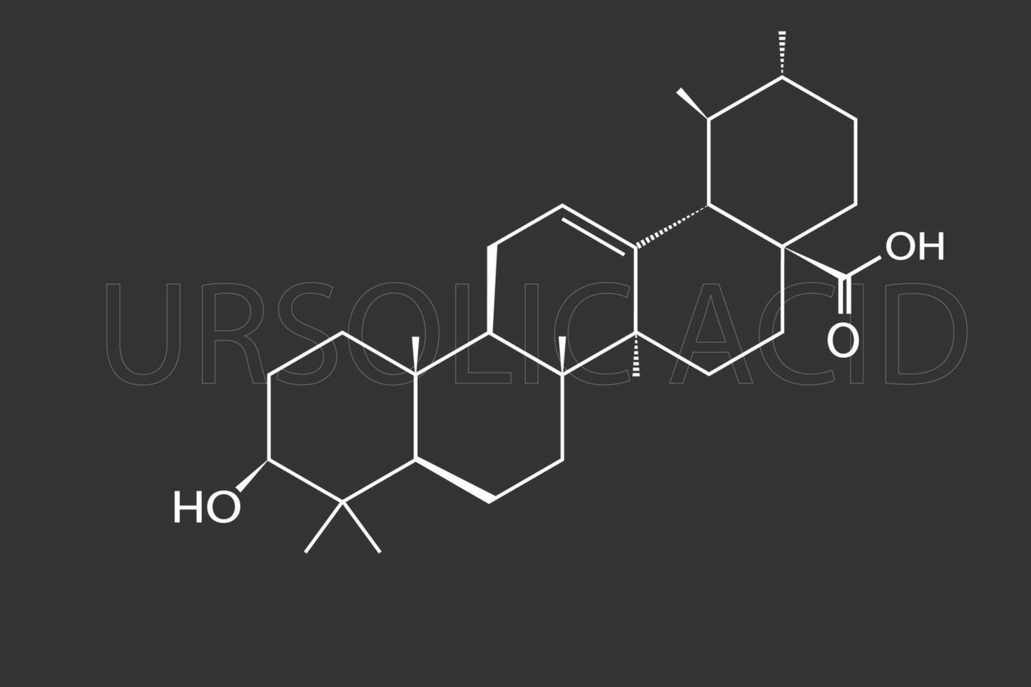 Ursolisch zuur moleculair skelet- chemisch formule vector