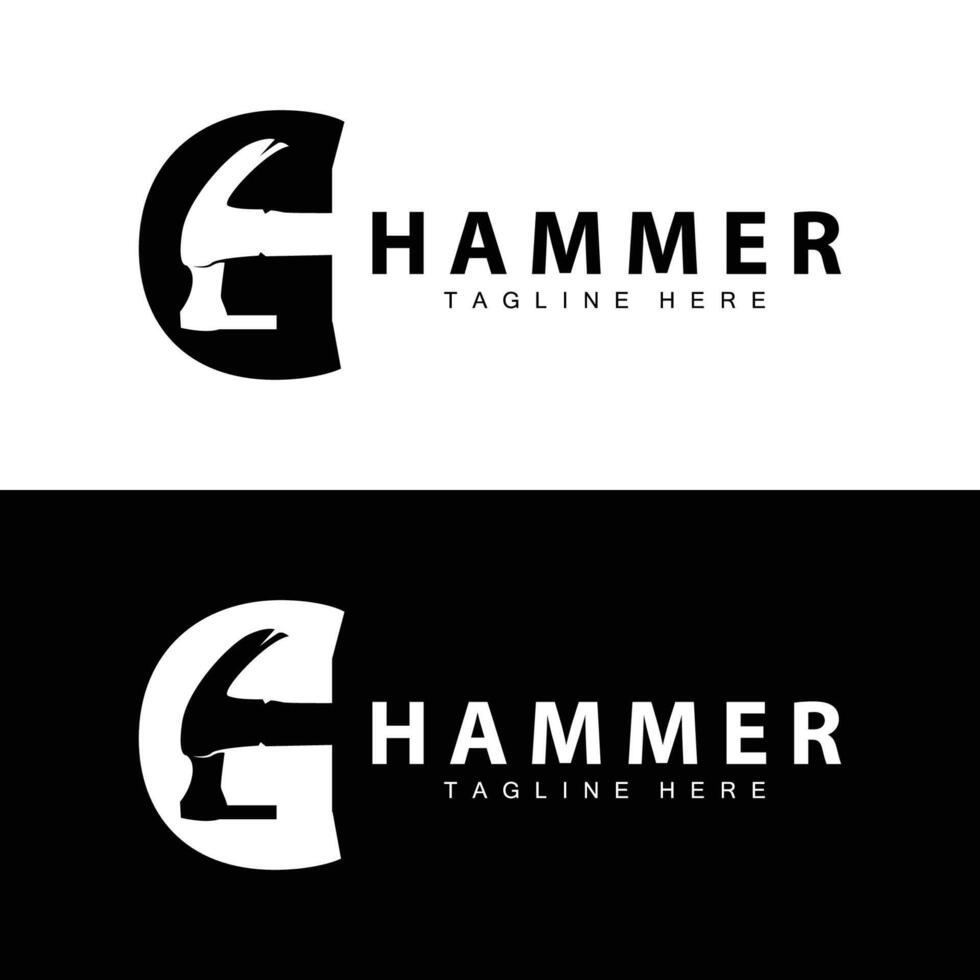 hamer logo ontwerp reparatie onderhoud sjabloon wijnoogst symbool illustratie silhouet reparatie gereedschap vector