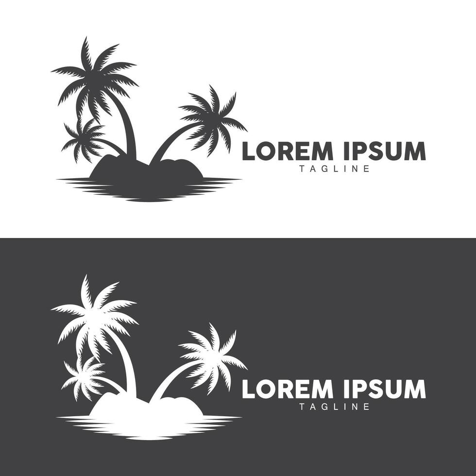 kokosnoot boom logo ontwerp sjabloon palm boom silhouet illustratie zomer strand zee fabriek vector