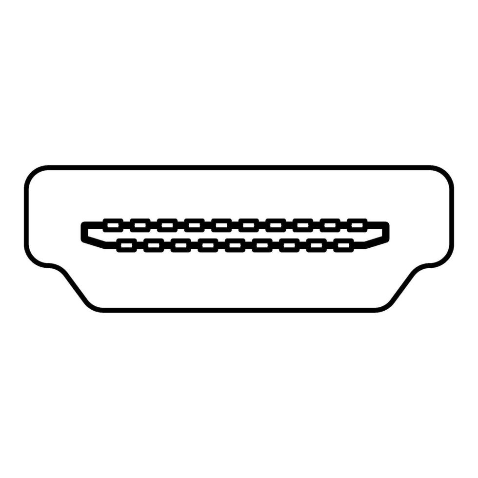 hdmi haven stopcontact contour schets lijn icoon zwart kleur vector illustratie beeld dun vlak stijl