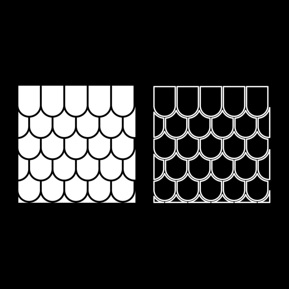 dak keramisch betegeld gegolfd tegel op het dak huis materiaal leisteen reeks icoon wit kleur vector illustratie beeld solide vullen schets contour lijn dun vlak stijl