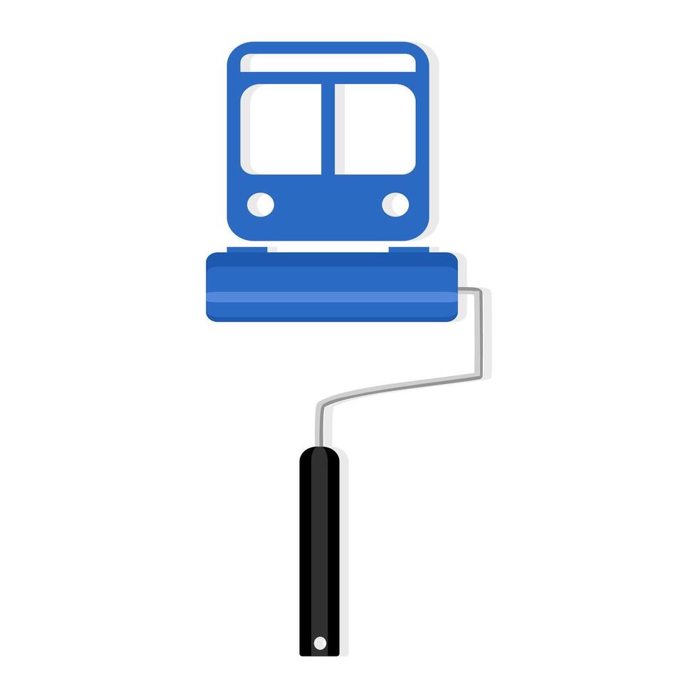 bus vernieuwing icoon met verf rol. schilderij onderhoud icoon vector
