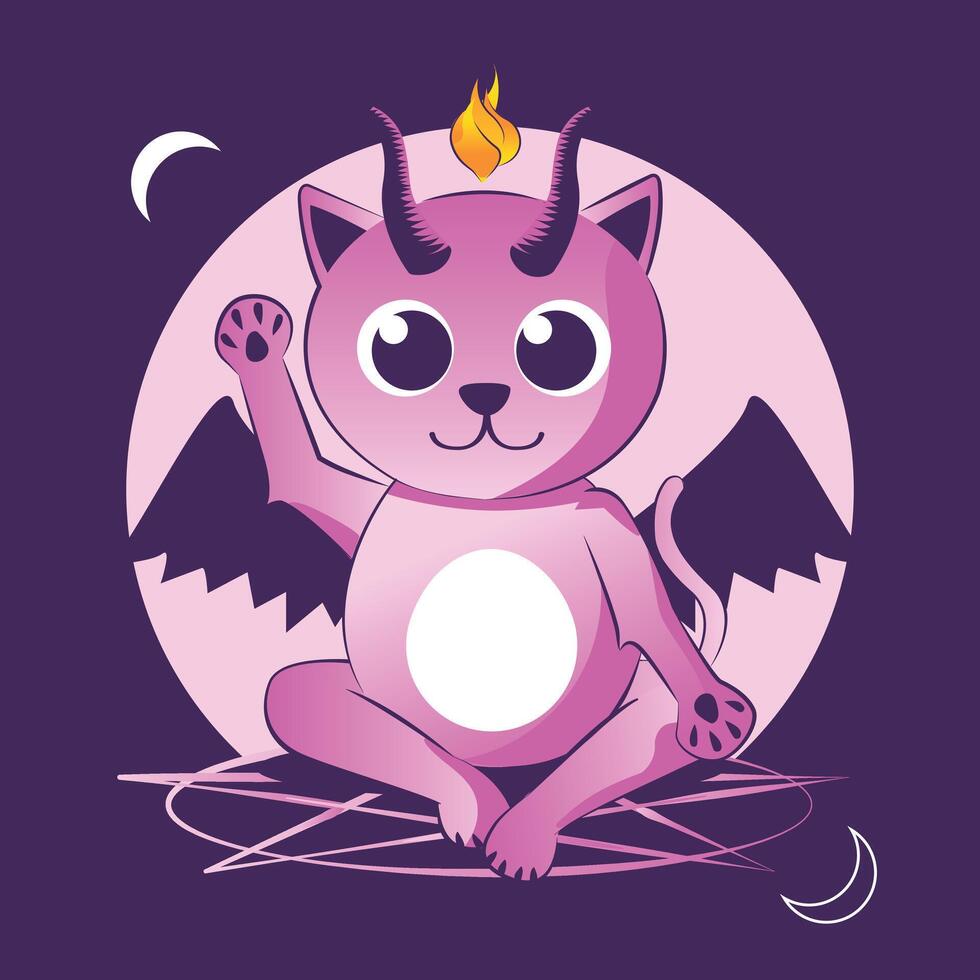 schattig baby kat baphomet illustratie vector