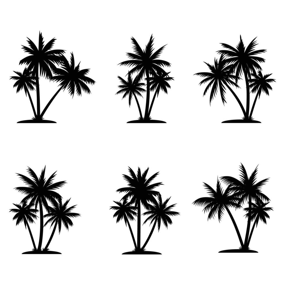 palm boom kokosnoot silhouet element reeks verzameling vector