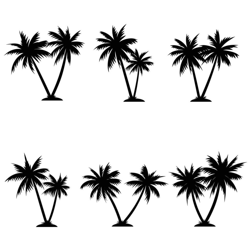 palm boom kokosnoot silhouet element reeks verzameling vector