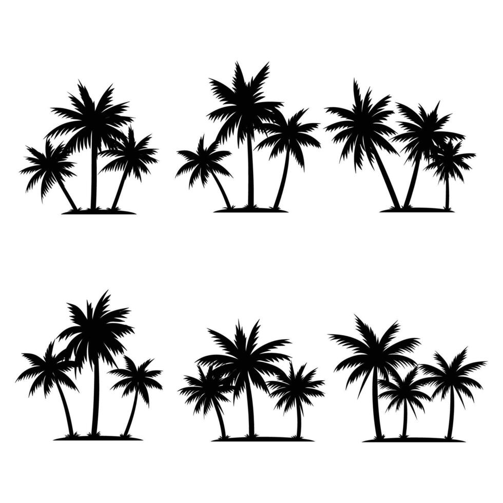 palm boom kokosnoot silhouet element reeks verzameling vector