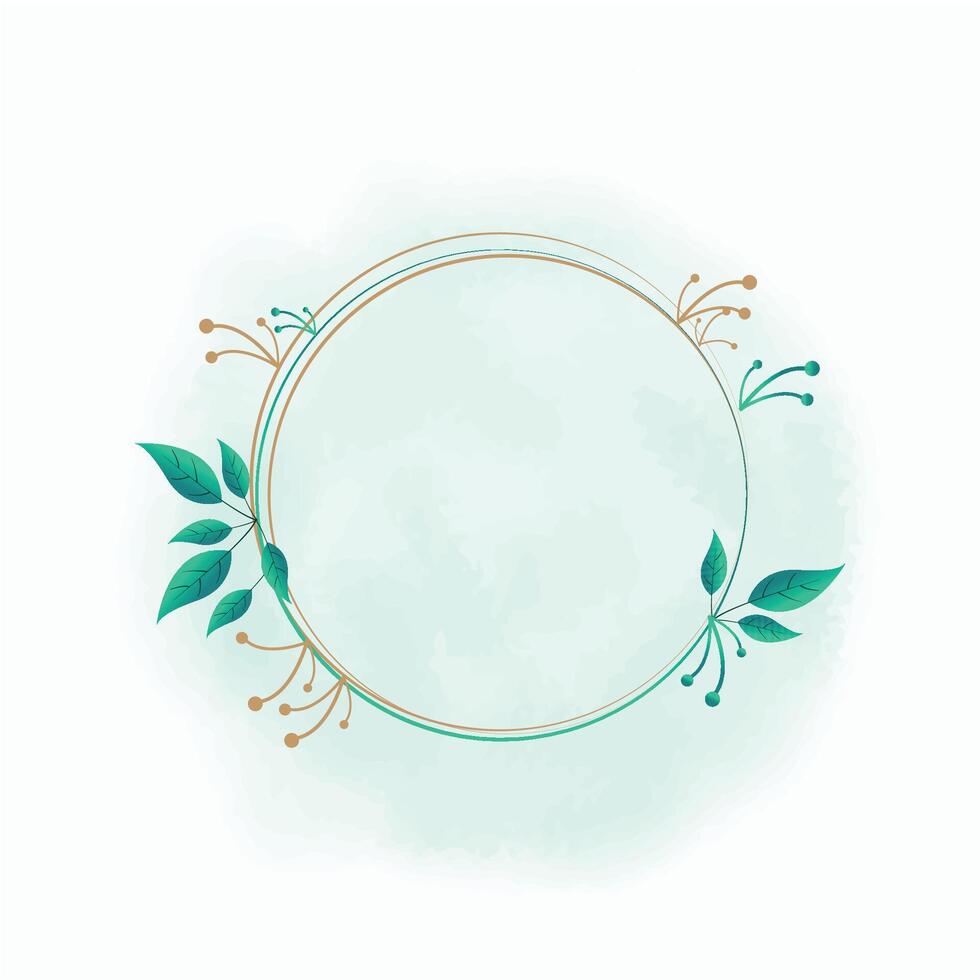 kader bloemen cirkel sticker waterverf groen Afdeling en cirkel. vector