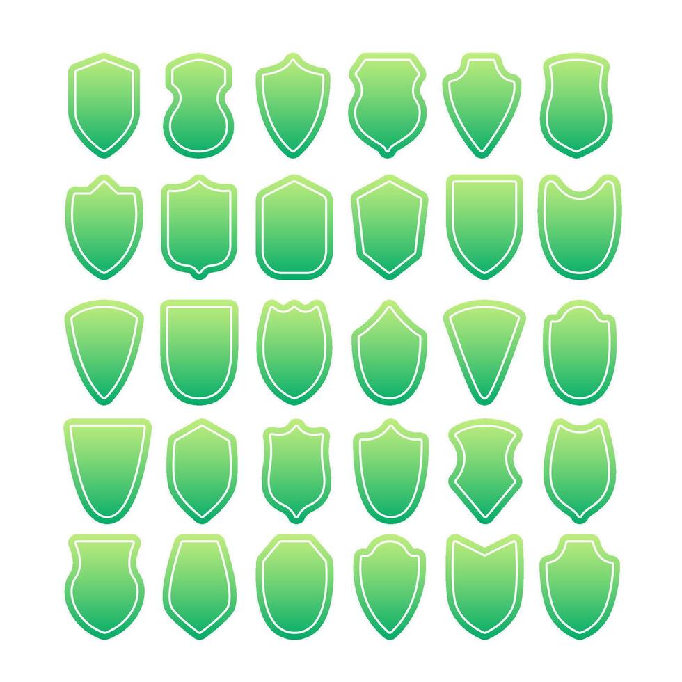 verzameling van groen schild vormen met vinkjes, vertegenwoordigen veiligheid, veiligheid, en verificatie vector