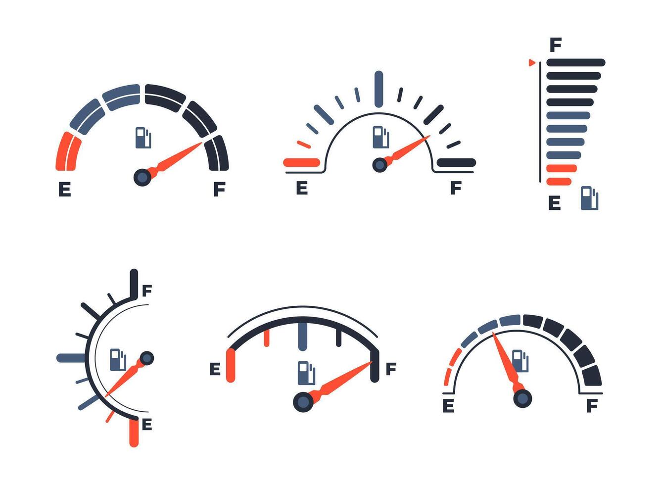 peilen brandstof. brandstof indicatoren gas- meter. olie niveau tank bar meter. vector illustratie