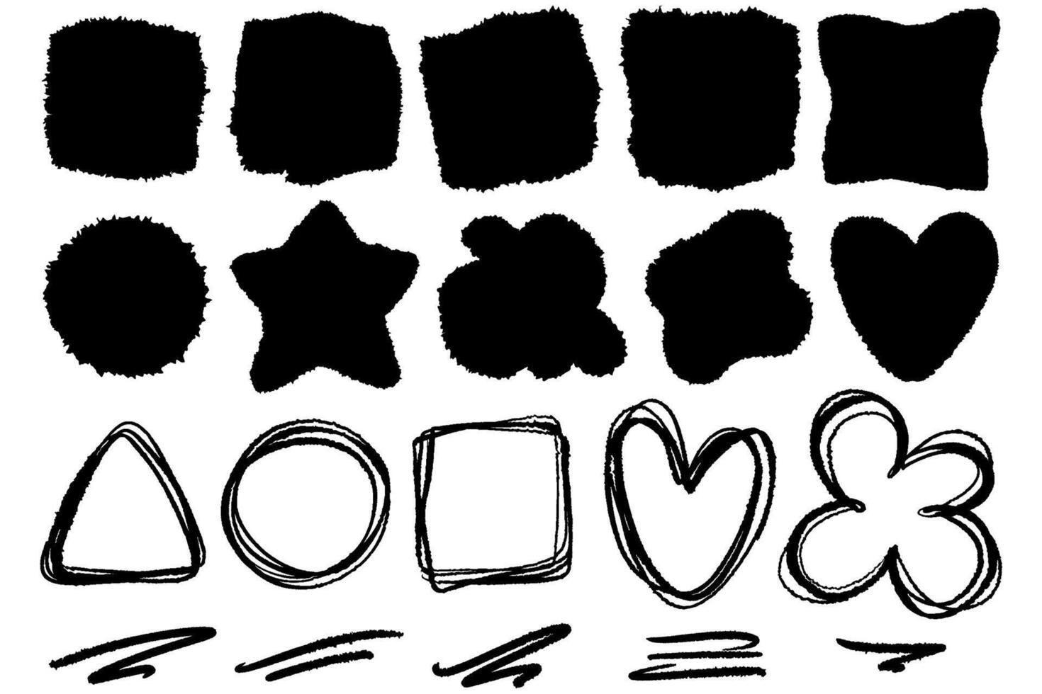 abstract kaders met getextureerde grunge gekarteld randen. zwart stuk besnoeiing uit voor collage, tekst doos, sticker. geïsoleerd gescheurd papier set. gescheurd vorm silhouetten verzameling. vector