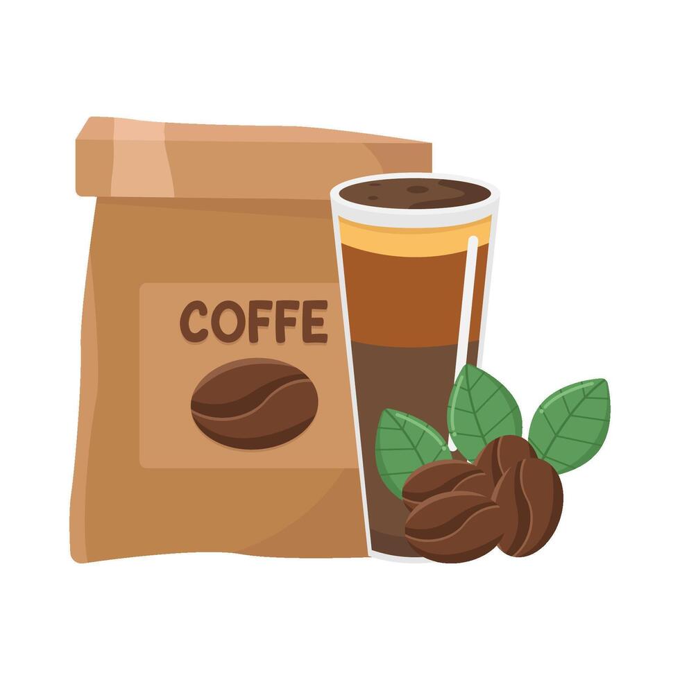 koffie tas, kop koffie drinken met koffie bonen illustratie vector