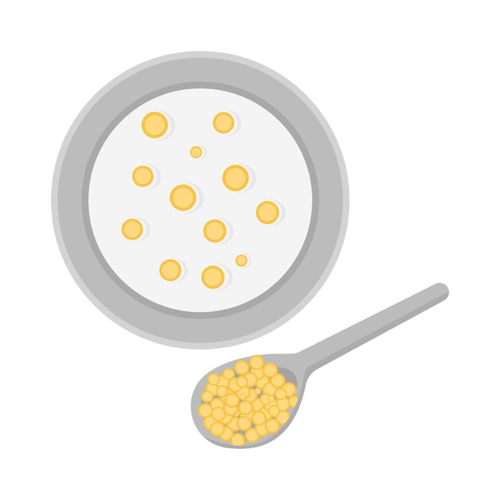 ontbijtgranen in kom met ontbijtgranen in lepel illustratie vector