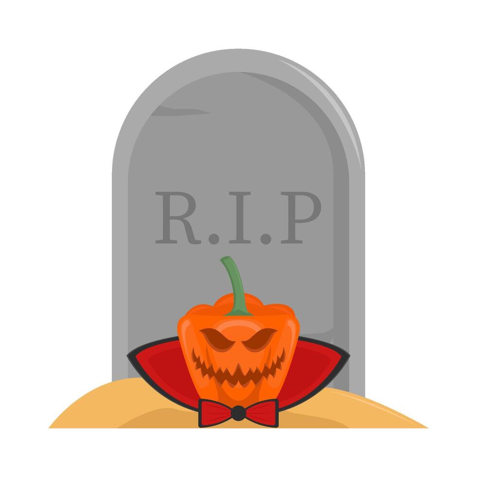 pompoen halloween in grafsteen illustratie vector