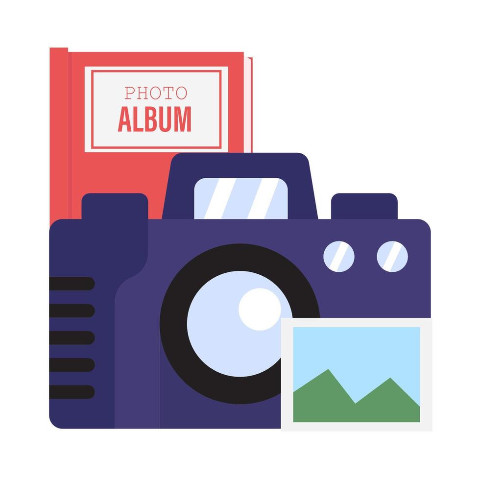 camera foto, afbeelding met album boek afbeelding illustratie vector