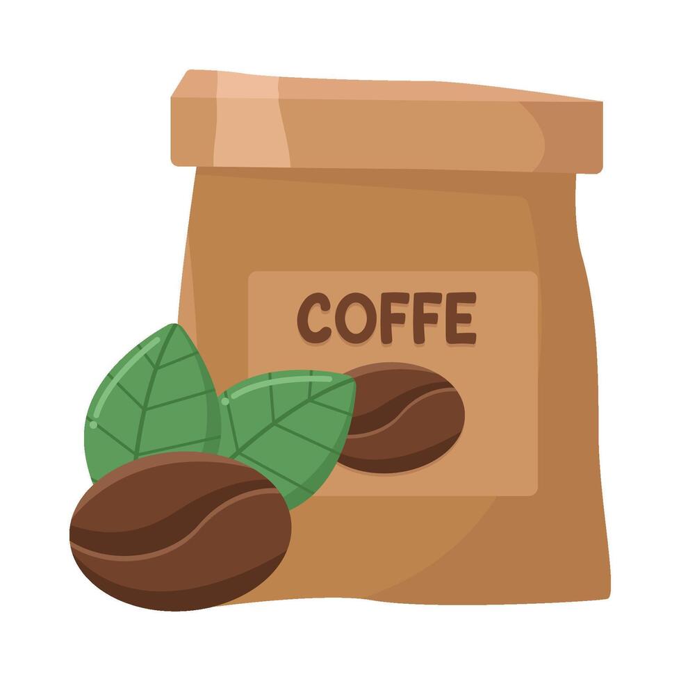 koffie zak met koffie bonen illustratie vector