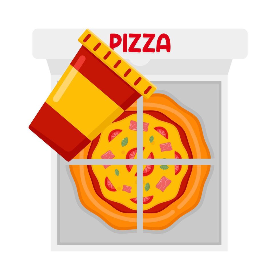 illustratie van pizza en Frisdrank vector