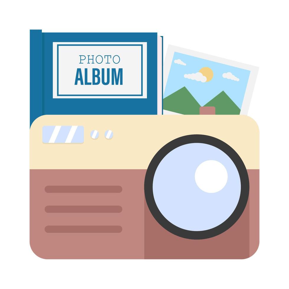 camera foto, afbeelding met album boek afbeelding illustratie vector