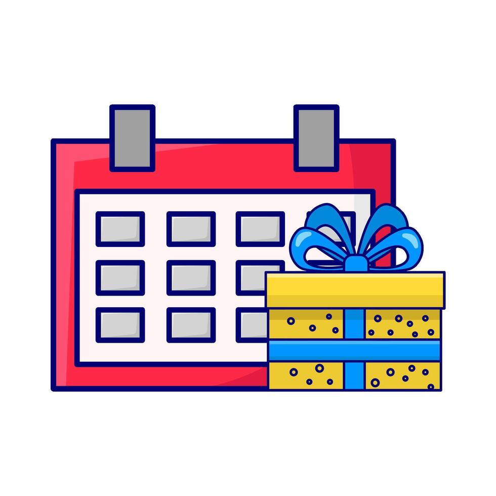 kalender met geschenk doos illustratie vector