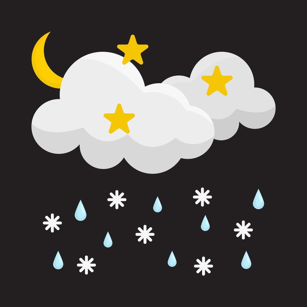 nacht regen met maan illustratie vector