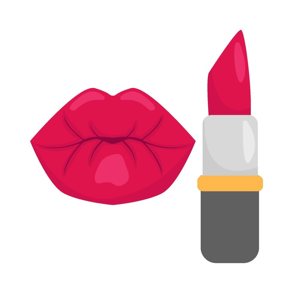 lippenstift met lippen illustratie vector