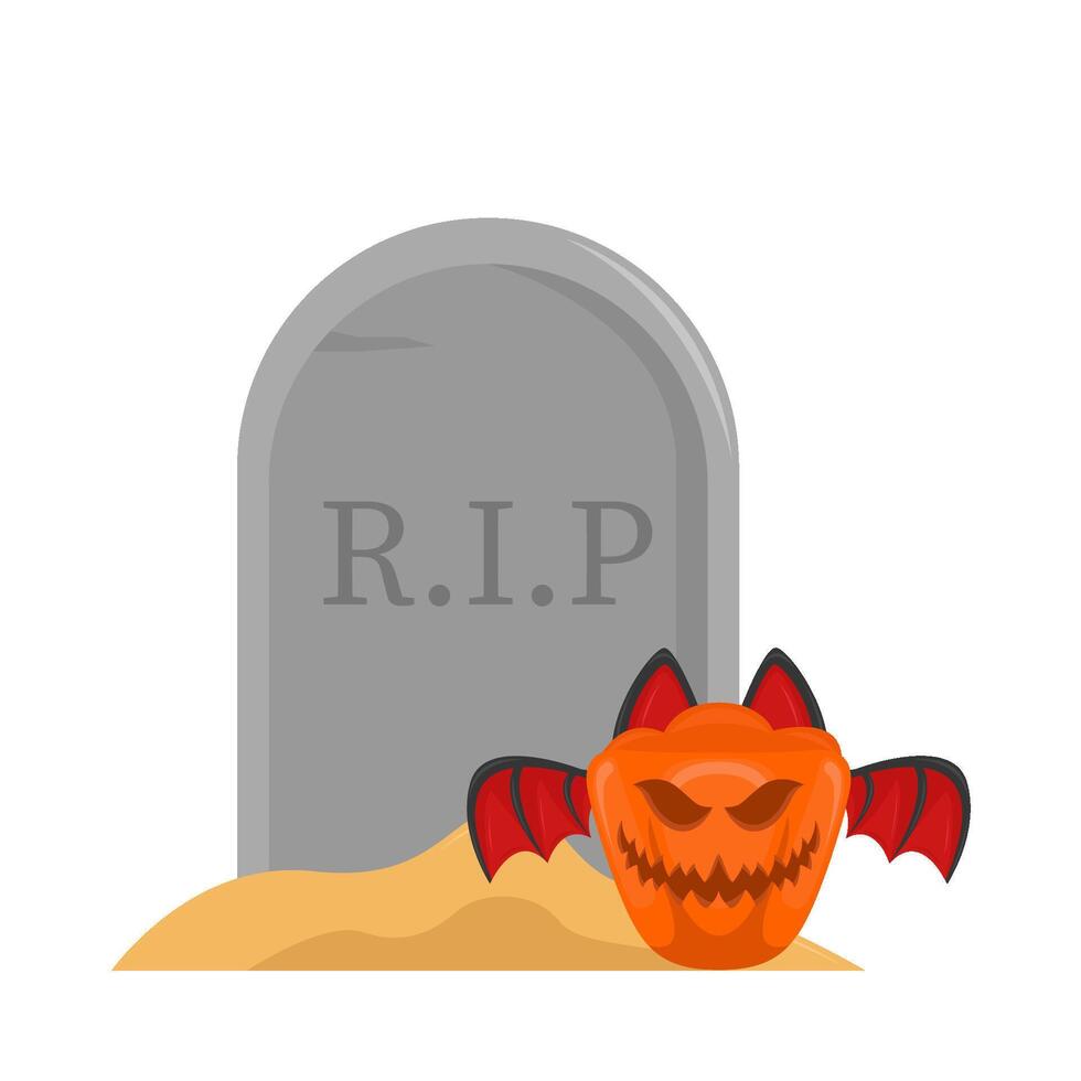 pompoen halloween in grafsteen illustratie vector