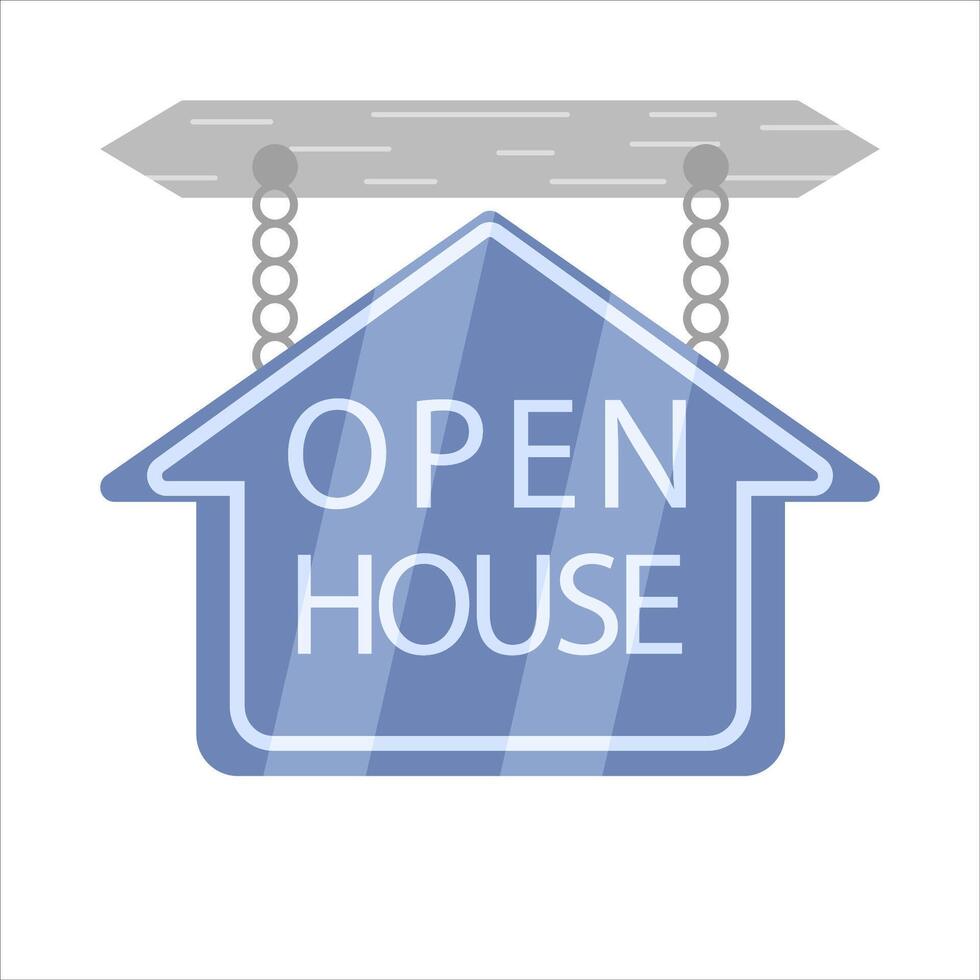 Open huis in teken bord hangende illustratie vector