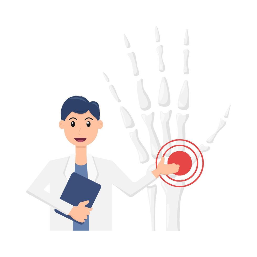 dokter met bot hand- illustratie vector