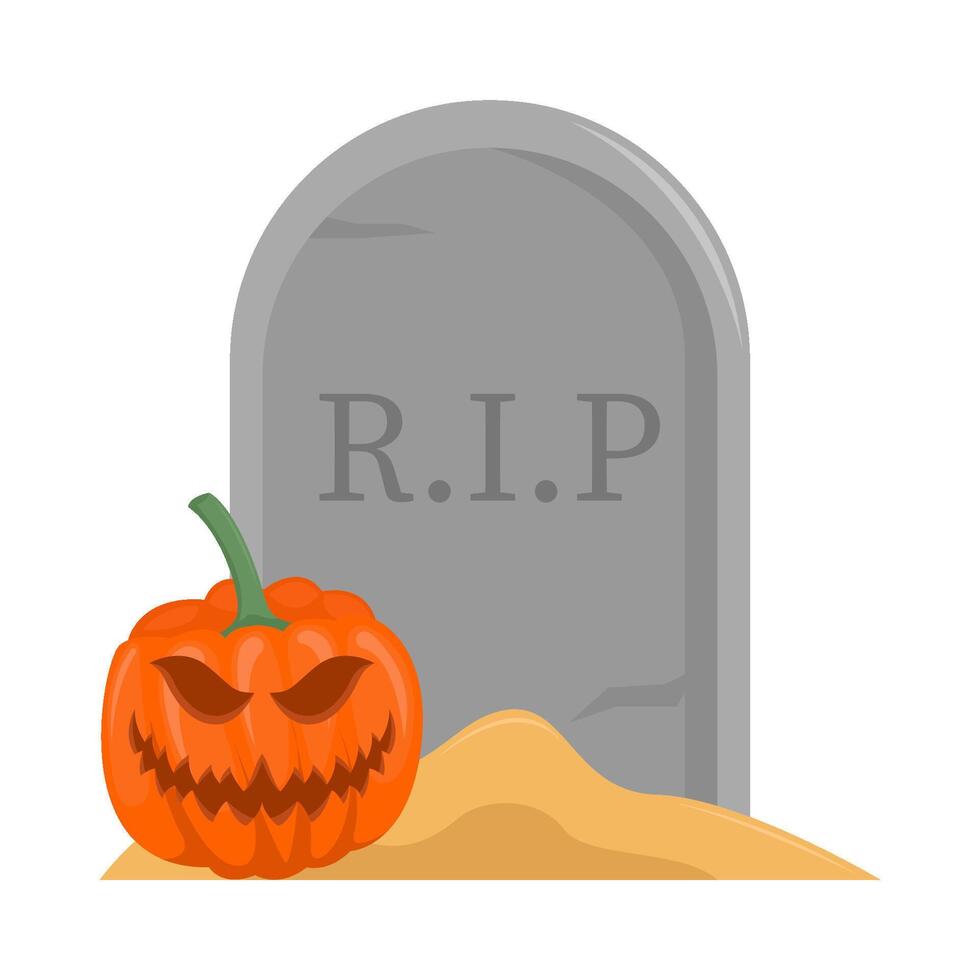 pompoen halloween in grafsteen illustratie vector