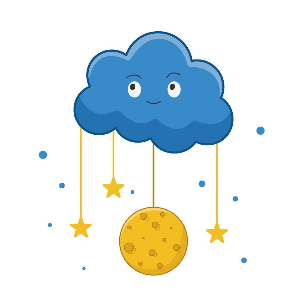 maan met ster hangende in wolk illustratie vector